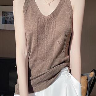 软糯舒适V领无袖 背心气质内搭打底 外穿针织小吊带女2025春夏新款