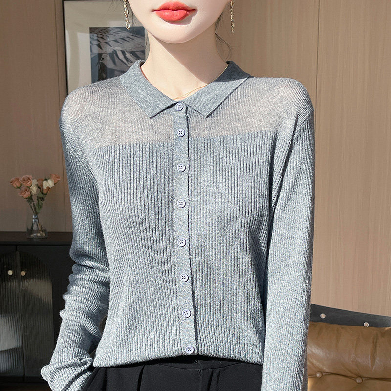 POLO领针织毛衣女2025年春季新款气质修身翻领打底衫通勤薄款上衣,女装/女士精品,毛针织衫,淘宝优惠券,粉丝福利购,淘宝优惠卷