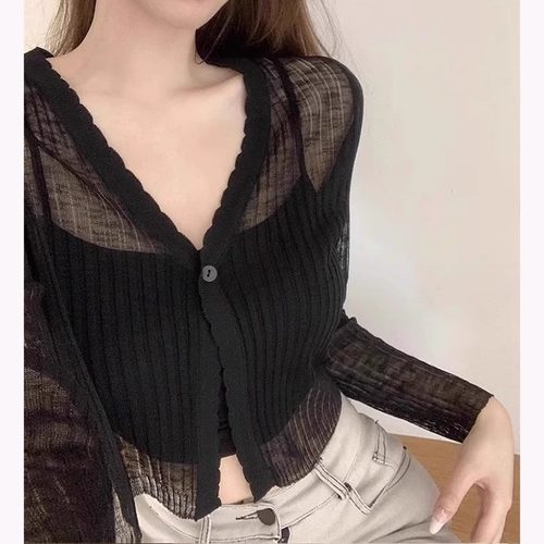 薄纱冰丝针织防晒开衫女夏季外搭