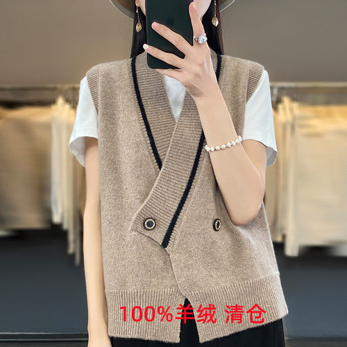 外穿时尚开衫坎肩上衣毛衫咖色