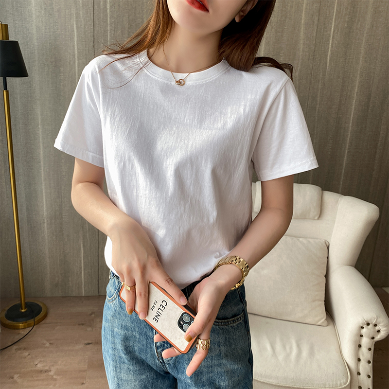 纯棉圆领短袖T恤白色打底衫