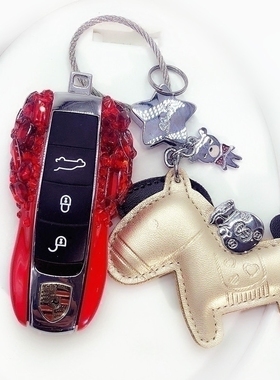 适合保时捷卡宴钥匙壳718老款macan帕拉梅拉钥匙扣女红色钥匙套