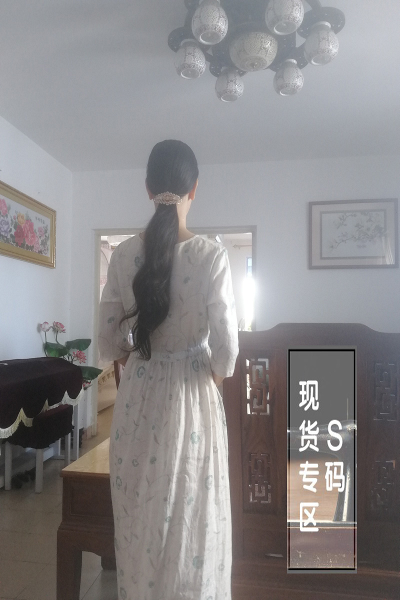 现货 子青 春夏秋新款文艺复古亚麻苎麻香云纱连衣裙袍子