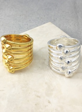 西班牙UNOde50轻奢复古多层钉子戒指女小众简约气质