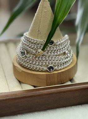 西班牙UNOde50灰色水晶情侣款多层手链ins小众设计饰品潮