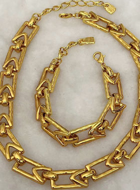 UNOde50西班牙金色链条手链项链个性时尚夸张小众设计感锁骨链