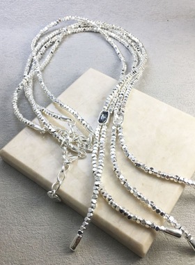 西班牙UNOde50原创个性灰色水晶情侣碎银流苏长款项链批代发
