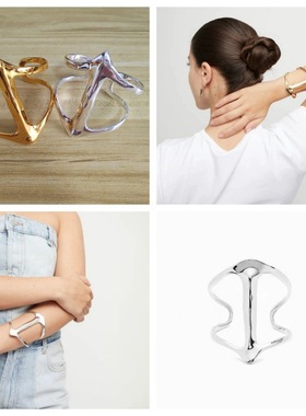 西班牙UNOde50箭头几何形状开口手镯小众简约气质