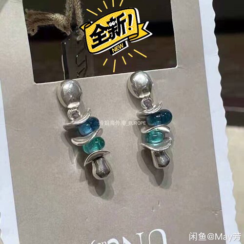 西班牙小众品牌UNOde50彩色手工镀银耳钉耳环欧美INS明
