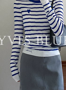 YVES BLUE正版海军蓝可机洗羊毛衫正版 博主同款