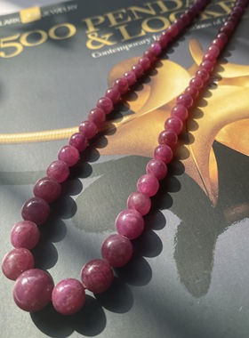 天然红绿宝项链红宝石塔链鸽血红全红老矿无优化一物一图