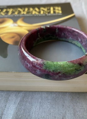 天然红绿宝石手镯老矿无优化一物一图圈口55