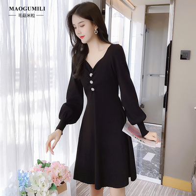 毛菇米粒收腰显瘦a字裙子