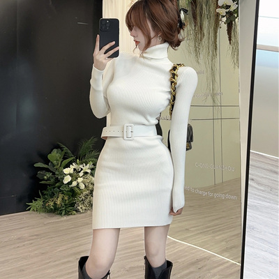 高领百搭修身气质针织连衣裙