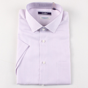 衬衫 夏常规棉纤维免烫商务条纹衬衣MSS19121431 短袖 金利来男装