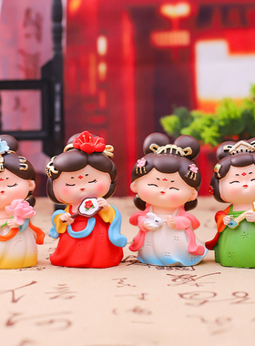 国潮唐侍女小摆件古风公仔装饰品