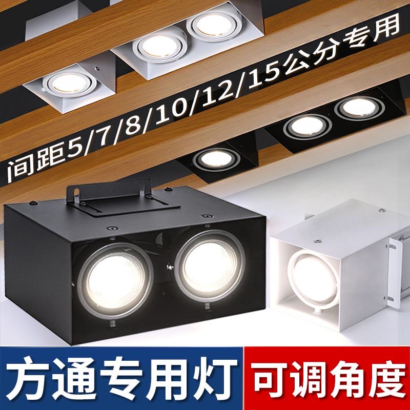 led铝方通专用射灯单头双头方形商用店铺健身房吊顶格栅斗胆灯图片