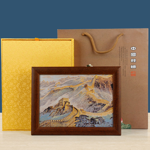 中国风商务礼品丝绸织锦画框摆件