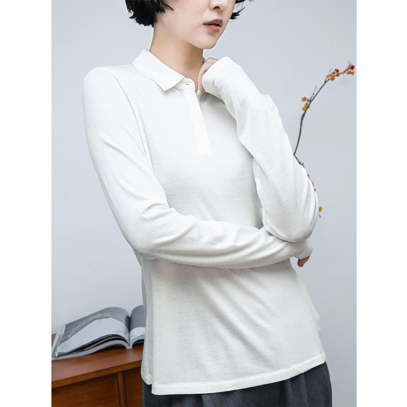 KAKA法单款美利奴羊毛天丝混纺polo领通勤直筒轻薄打底套衫衬衫女,女装/女士精品,毛针织衫,淘宝优惠券,粉丝福利购,淘宝优惠卷