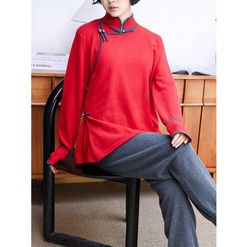 KAKA 巴黎走秀精梳纯山羊绒尖新中式靛衬胭脂立领盘扣贵女羊绒衫,女装/女士精品,羊绒衫,淘宝优惠券,粉丝福利购,淘宝优惠卷