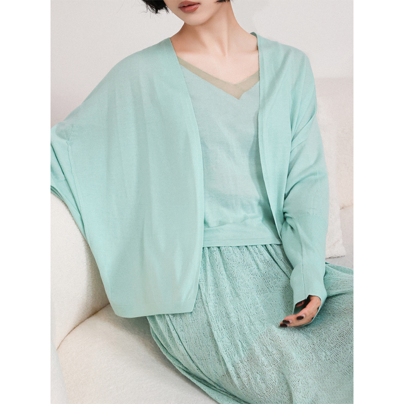 KAKA法国设计师真丝羊毛拼欧根纱百搭薄款名媛马卡龙宽松背心吊带