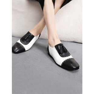 伦敦秀款 低跟鞋 经典 老钱风明衍流苏贵女牛皮一脚蹬四季 英式 KAKA