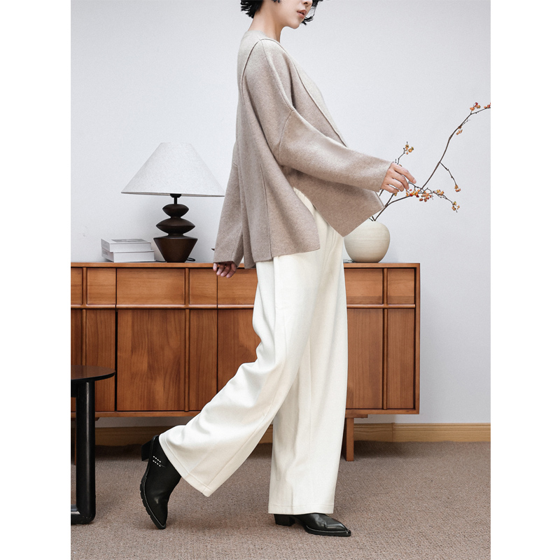 羊毛呢保暖松紧腰弯刀裤镰刀裤女