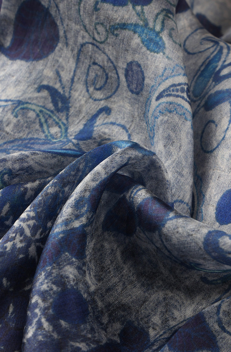 真丝洋纺腰果花大尺寸长巾多用途防晒披肩围巾kaka特惠