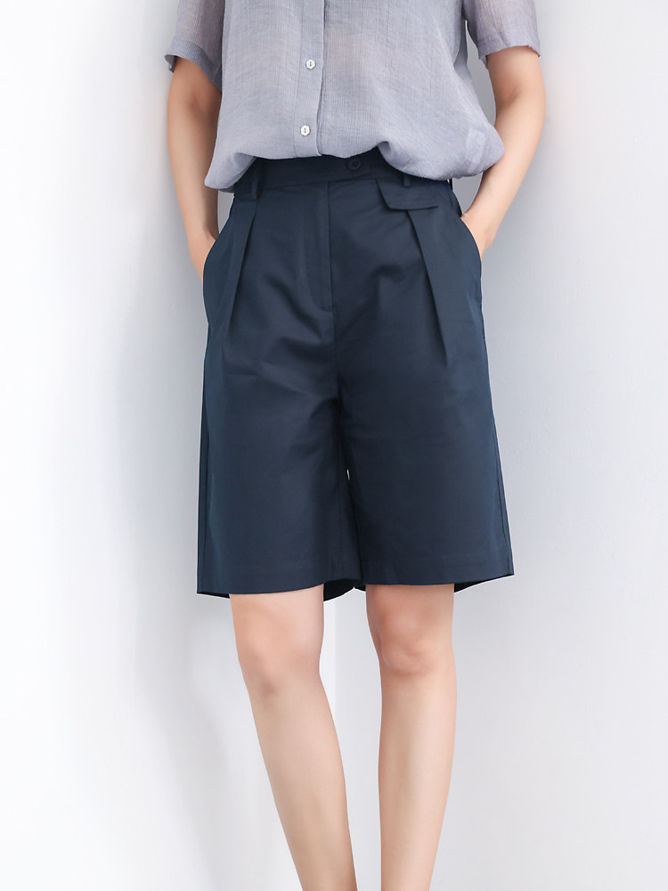 都市率性派！欧洲客户款莫代尔棉混纺高腰阔腿工装五分裤KAKA特惠