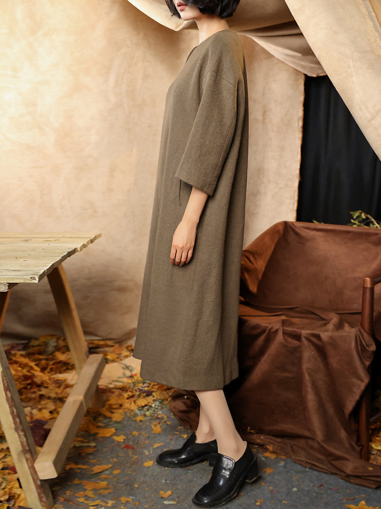 美拉德名媛系！意柜高定澳洲羊毛呢心形领九分袖宽松长款连衣裙特,女装/女士精品,连衣裙,淘宝优惠券,粉丝福利购,淘宝优惠卷