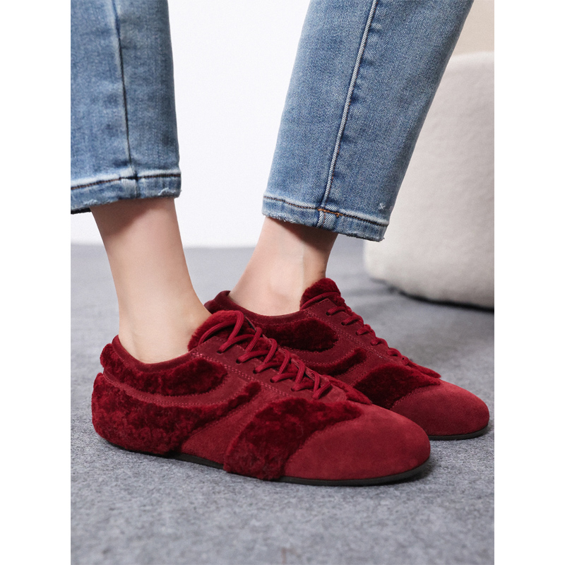 羊羔毛复古德训鞋保暖毛毛鞋