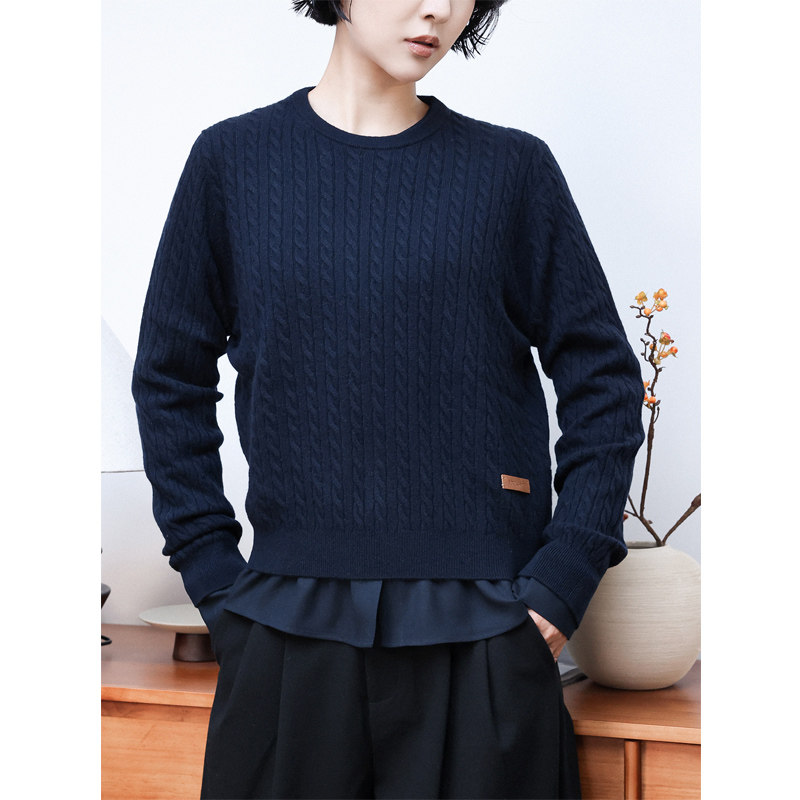 KAKA 英国客单纯山羊绒扭花圆领长袖学院风保暖针织宽松套衫毛衣,女装/女士精品,毛针织衫,淘宝优惠券,粉丝福利购,淘宝优惠卷