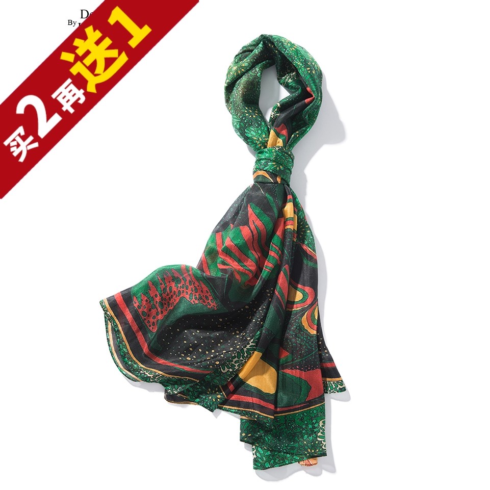 客供真丝洋纺  欧洲小众艺术拼彩印花丝巾防晒大披肩KAKA轻奢特惠