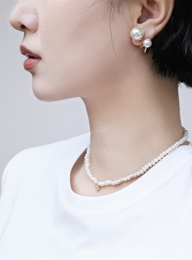 巴洛克珍珠S925银十字架法式项链