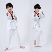 全新清仓条纹跆拳道服短袖 儿童成人春夏秋冬跆拳服 长裤 短裤 长袖