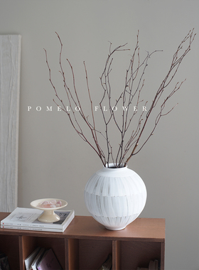 干树枝桦木灯苔龙柳线条感诧寂风景德镇手工瓶留白现代空间装饰