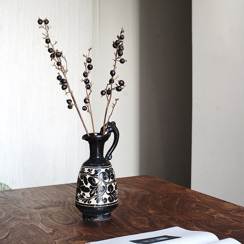 黑浆果小黑果进口干花干枝摆件书房民宿茶室新中式装饰宋式花器