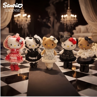 日本正品 购大长腿kitty挂件豹纹黑皮凯蒂猫咪公仔玩偶包包挂饰女