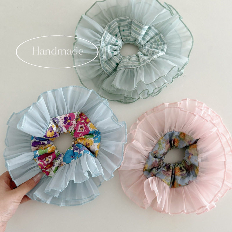 森系粉绿手作欧根纱大花边发圈小众油画感条纹头花新款发绳发饰女,饰品/流行首饰/时尚饰品新,发饰,淘宝优惠券,粉丝福利购,淘宝优惠卷