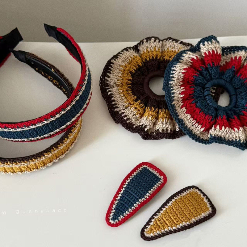 纯手工毛线针织发圈条纹bb夹撞色发箍发卡发饰简约百搭发绳头饰,饰品/流行首饰/时尚饰品新,发饰,淘宝优惠券,粉丝福利购,淘宝优惠卷