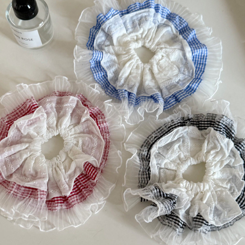 甜美格纹蕾丝边大肠肠圈新款学院风百搭日常马尾发饰头绳发绳发圈,饰品/流行首饰/时尚饰品新,发饰,淘宝优惠券,粉丝福利购,淘宝优惠卷