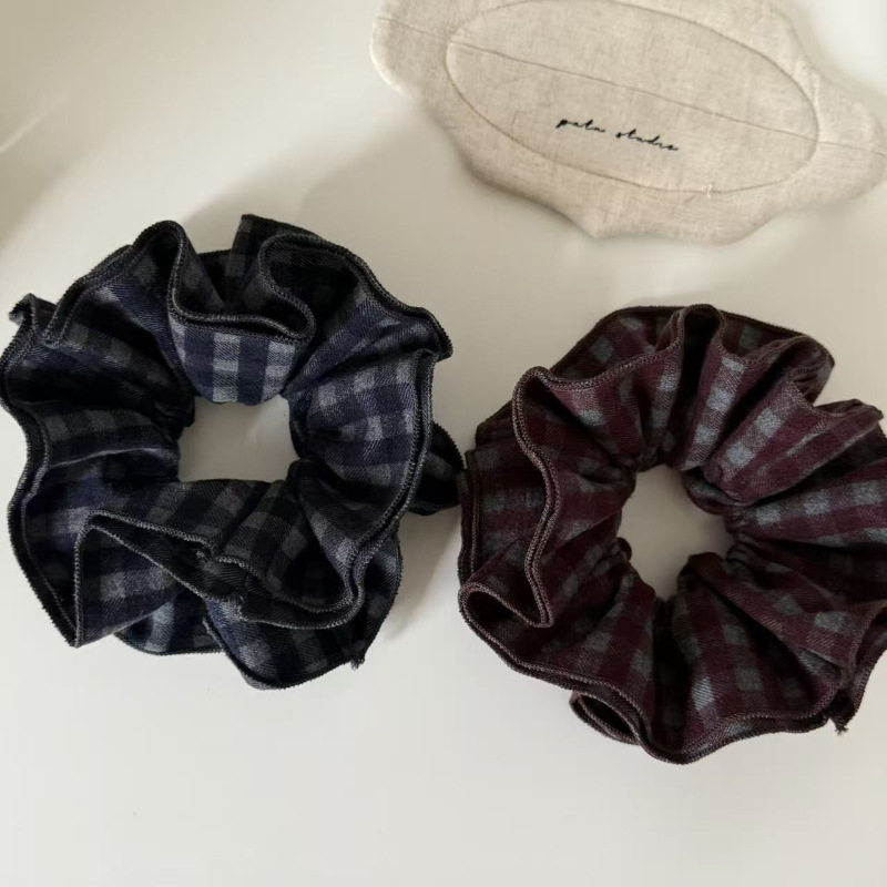 复古毛呢暗红格子大肠发圈小众慵懒风扎头发的新款头绳头花,饰品/流行首饰/时尚饰品新,发饰,淘宝优惠券,粉丝福利购,淘宝优惠卷