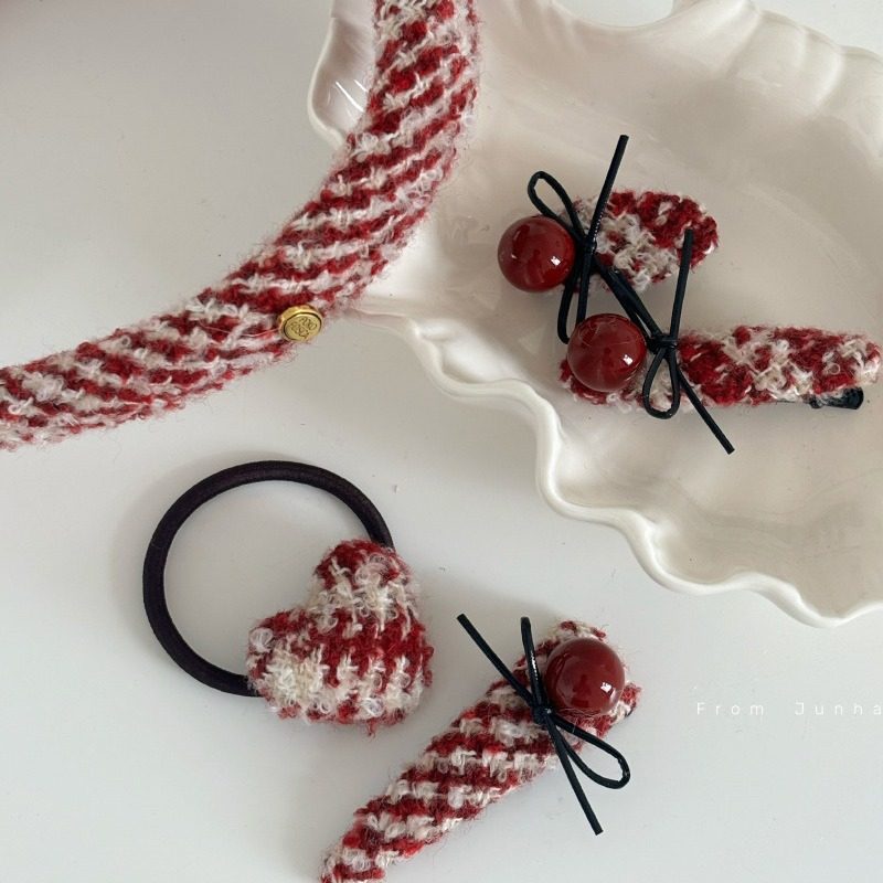 法式高级红毛线发夹格纹复古珍珠发卡高颅顶发箍后脑勺侧边碎发头,饰品/流行首饰/时尚饰品新,发饰,淘宝优惠券,粉丝福利购,淘宝优惠卷