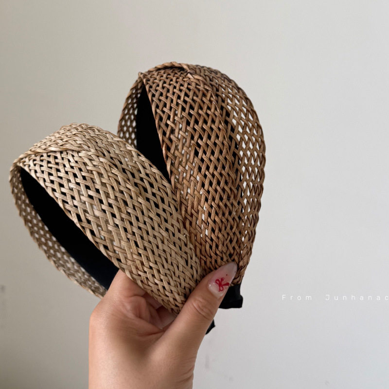 旅游度假风编织镂空发箍女高颅顶刘海压发宽边头箍波希米亚风发饰