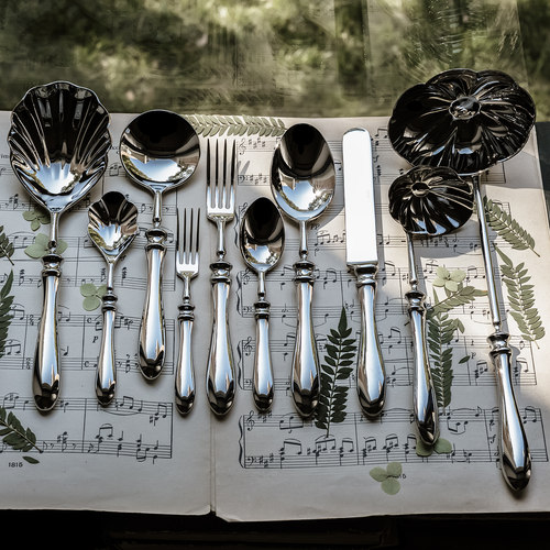 罗马柱甜品勺叉18-10不锈钢