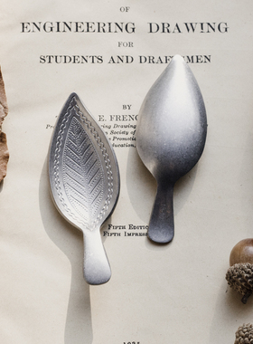 18-10不锈钢复古雪花做旧叶子艺术浮雕mini小茶匙小茶铲小取茶器