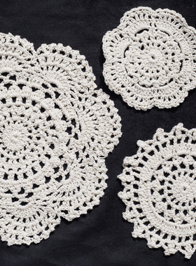 zakka杂货日式手工棉线编织钩花清新文艺镂空杯垫盘垫雪花纹刀