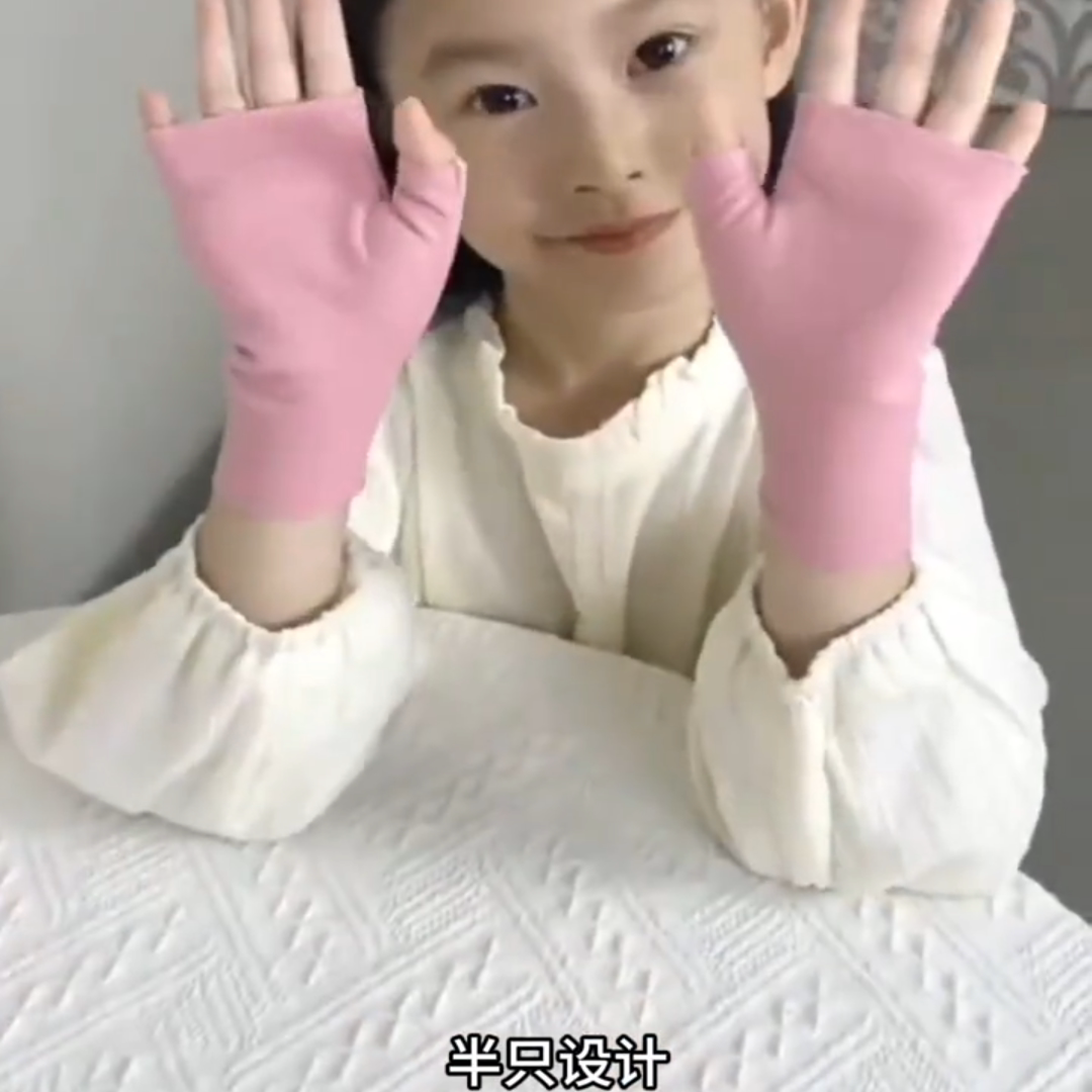 冬季儿童防寒加厚德绒半指手套幼儿园保暖写字男女童小学生写作业