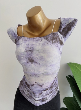 chao美！一眼沦陷 氧气辣妹一字领短袖T恤女收腰褶皱显瘦上衣打底