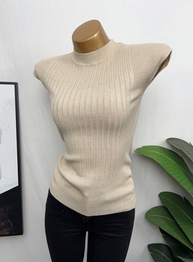 现货韩国东大门早春新百搭修身显瘦性感无袖螺纹针织背心T恤上衣